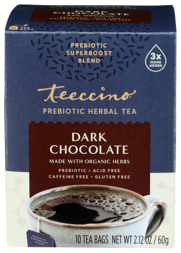 Teeccino - Dark Chocolate Prebiotic Herbal Tea, 10 Count | Pack of 6