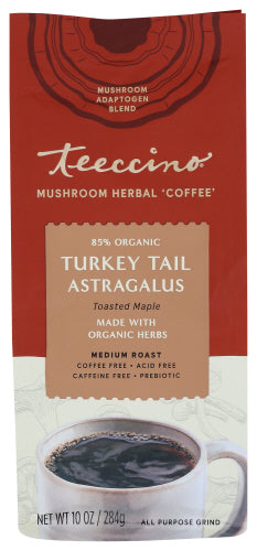 Teeccino - Mushroom Herbal Coffee Turkey Tail Astragalus 10 Oz | Pack of 6