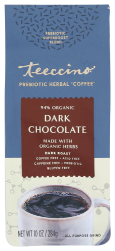 Teeccino - Herbal Coffee Dark Chocolate Prebiotic Superboost, 10 Oz | Pack of 6