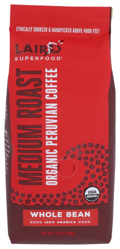 Laird Superfood - Coffee Whole Bean Medium Roast Premium, 12 OZ. | Pack of 6