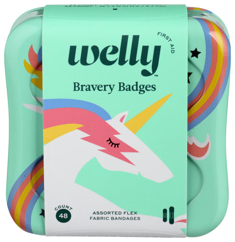 Welly - Assorted Rainbow and Unicorn Flex Fabric Bandages, 48ct