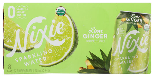 Nixie Sparkling - Water Lime Ginger, 12 oz (8 Pack) | Pack of 3