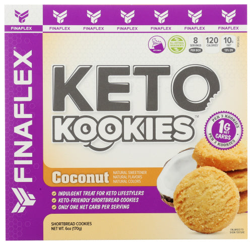 Finaflex - Keto Kookies Coconut Shortbread Cookies, 6 Oz | Pack of 12