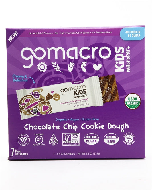 Gomacro - Bar Chocolate Chip Cookie Dough, 6.3 oz | Pack of 7