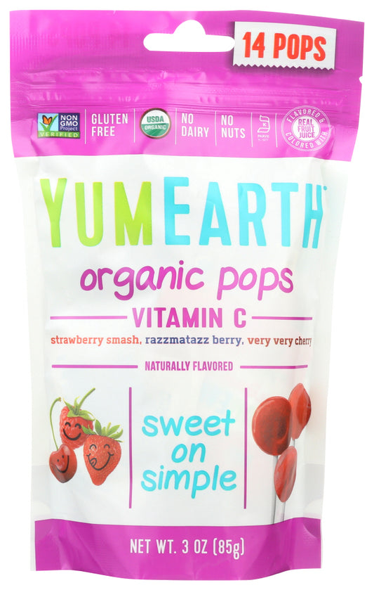 Yum Earth - Organic Vitamin C Pops Assorted, 3 Oz | Pack of 6