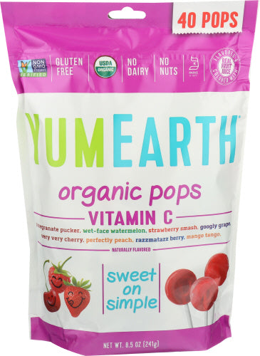 YumEarth - Organic Lollipops, Vitamin C, Assorted Flavors, 8.5 Oz | Pack of 12