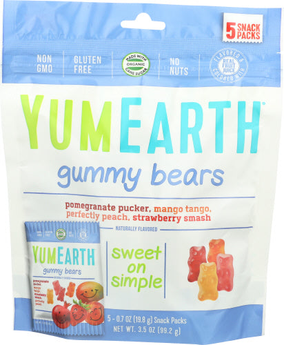 YumEarth - Gummy Bears Snack Packs, 3.5 Oz | Pack of 12