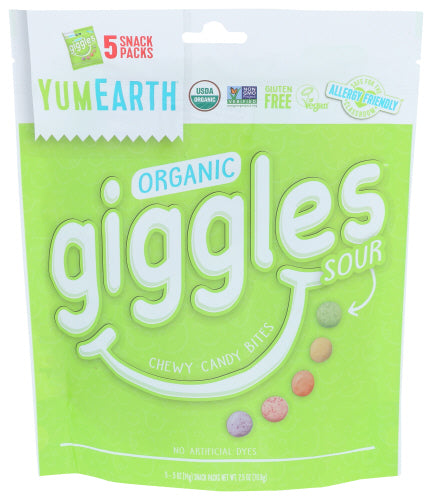 Yum Earth - Organic Giggles Sour Chewy Candy Bites, 2.5 Oz | Pack of 12