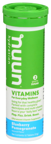 Nuun - Hydration Vitamins + Blueberry Pomegranate, 12 Tablets - Pack of 8