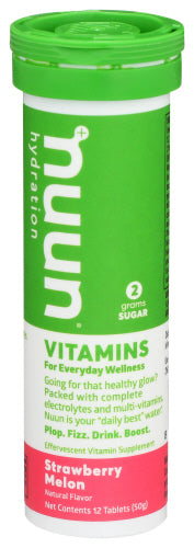 Nuun - Hydration Vitamins Single Tube Strawberry Melon, 12 Tablets - Pack of 8