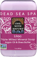 One with Nature - Dead Sea Minerals Triple Milled Bar Soap - Lilac Bar, 7 Oz