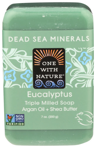 One with Nature - Dead Sea Minerals Triple Milled Bar Soap - Eucalyptus Bar, 7 Oz | Pack of 6