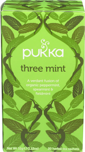 Pukka Herbs - Organic Herbal Tea Three Mint Caffeine Free, 20 Bags | Pack of 6