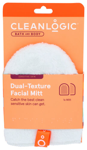 Cleanlogic - Mitt Facial Dual Texture, 1 PK - Pack of 8