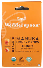 Wedderspoon - Organic Manuka Honey Drops Honey and Echinacea, 1 Oz | Pack of 6