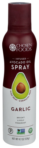 Chosen Foods - Infused Avocado oil Spray Garlic, 4.7 Oz - Pack of 6