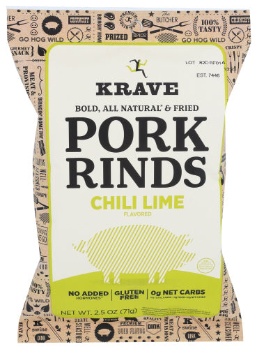 Krave - Pork Rinds Chili Lime, 2.5 Oz | Pack of 6