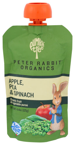 Peter Rabbit - Organics Apple Pea & Spinach Baby Food Pouch, 4.4oz | Pack of 10