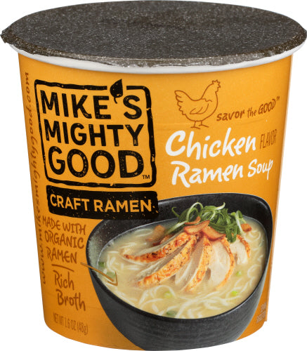 Mike's Mighty Good - Chicken Organic Ramen Soup Cup, 1.6 Oz | Pack of 6