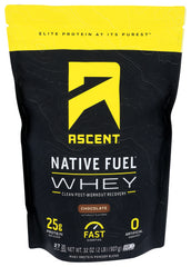 ASCENT - Native Fuel Whey Protein Powder - Chocolate, 32oz