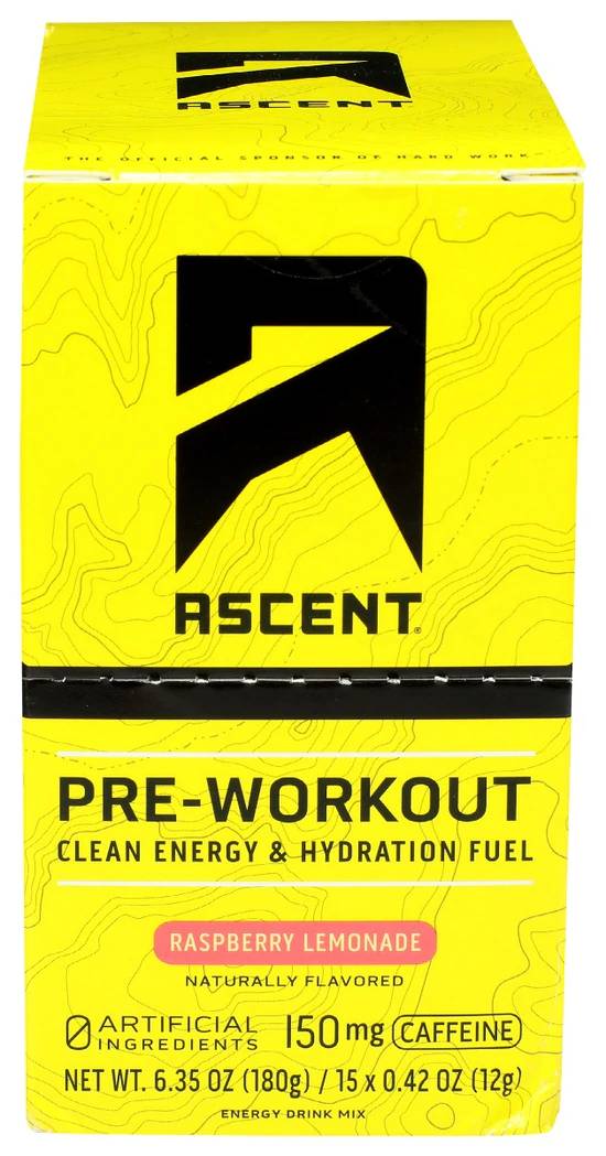 ASCENT - Preworkout Raspberry Lemonade 15pk, 6 oz