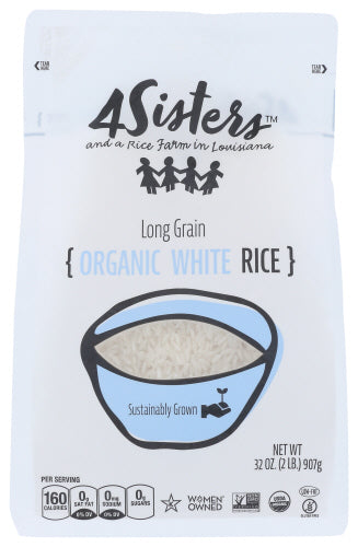 4Sisters - Organic Long Grain White Rice, 2 lbs | Pack of 6
