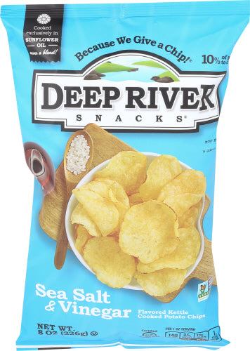 Deep River - Sea Salt & Vinegar Kettle Chips, 8 Oz | Pack of 12