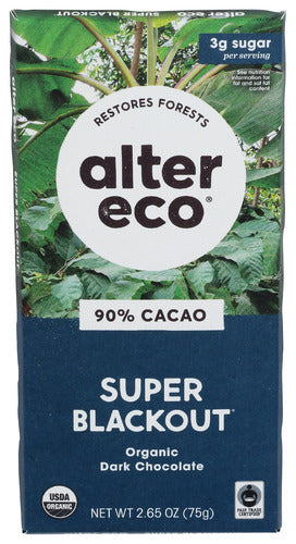 Alter Eco - Deepest Dark Super Blackout Organic Chocolate Bar, 2.65 Oz | Pack of 12