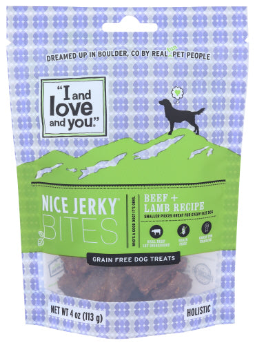 I and Love and You - Nice Jerky Beef + Lamb Natural Dog Treats, 4oz | Pack of 6