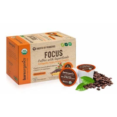 BareOrganics Functional Coffee Single Serve ozcus 12 Single-Serve Cups - Pack of 6