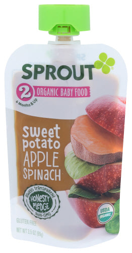 Sprout - Organic Baby Food Sweet Potato Apple Spinach, 3.5 Oz | Pack of 6