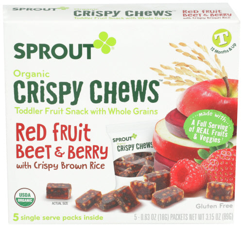 Sprout Organic - Baby Food Crispy Chews Red Fruit Beet & Berry, 3.15 Oz | Pack of 10