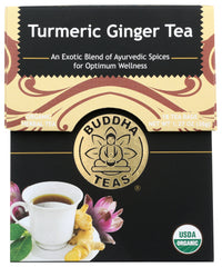 Buddha Teas - Herbal Tea Turmeric Ginger, 18 bags | Pack of 6