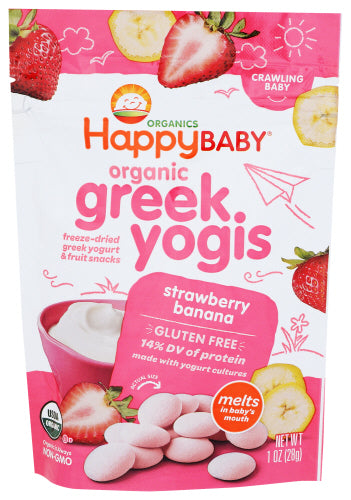 Happy Baby - Organic Greek Yogis Strawberry Banana, 1  Oz | Pack of 8