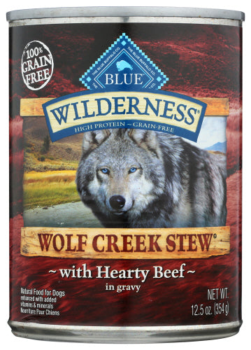 Blue Buffalo - Wilderness Wolf Creek Stew Hearty Beef Stew Canned Dog Food, 12.5 Oz | Pack of 12