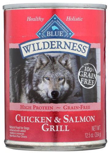 Blue Buffalo - Wilderness Salmon and Chicken Grill Dog Food Grain Free, 12.5 Oz | Pack of 12