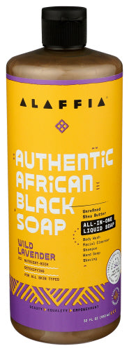 Alaffia - Authentic African Black Soap All-in-One Wild Lavender, 32 Fl Oz