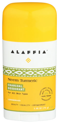 Alaffia - Neem Turmeric Deodorant Lemongrass & Charcoal, 2.65 Oz