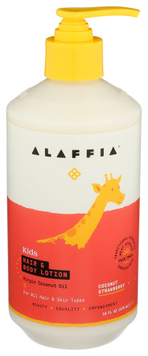 Alaffia - Hair Body Moisturizer Babies Kids All Skin Hair Types Coconut Strawberry, 16 Fl Oz