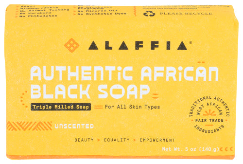 Alaffia - Unscented Triple Milled Authentic African Black Bar Soap, 5 Ounce