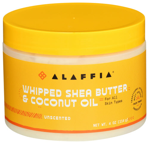 Alaffia - Whipped Shea Butter & Coconut Oil Body Butter All Skin Types Unscented, 4 Oz