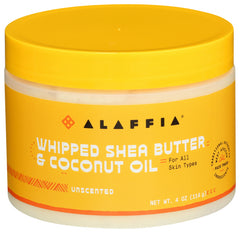 Alaffia - Whipped Shea Butter & Coconut Oil Body Butter All Skin Types Unscented, 4 Oz