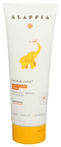 Alaffia - Baobab Baby Nourishing Face and Body Crème Unscented, 8 Oz