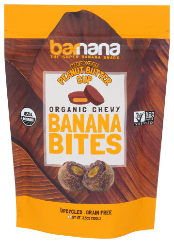 Barnana - Organic Chewy Dark Chocolate Peanut Butter Cup Banana Bites, 3.5 Oz - Pack of 12