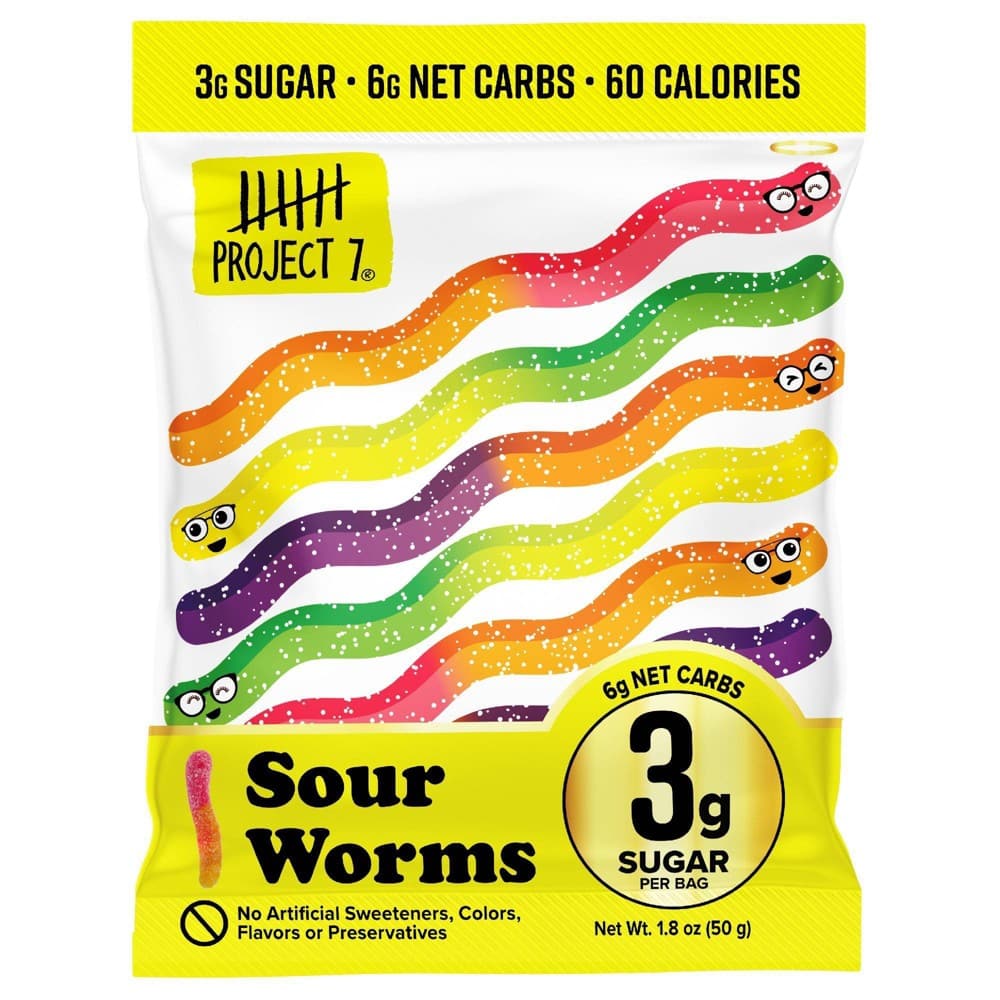 Project 7 Low Sugar Sour Gummy Worms - 1.8oz
 | Pack of 8