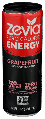 Zevia - Zero Calorie Energy Drink Grapefruit, 12 Fl Oz | Pack of 12