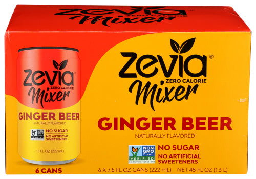 Zevia - Zero Calorie Mixer Ginger Beer 6 Pk, 45 Oz | Pack of 4