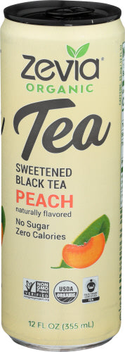 Zevia - Organic Black Peach Tea, 12 Fl Oz | Pack of 12