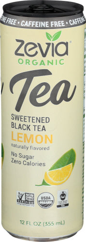 Zevia - Organic Black Lemon Tea Caffeine Free, 12 Fl Oz | Pack of 12