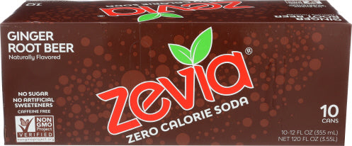 Zevia - Zero Calorie Ginger Root Beer Soda 10pk, 12 Fl. Oz | Pack of 2